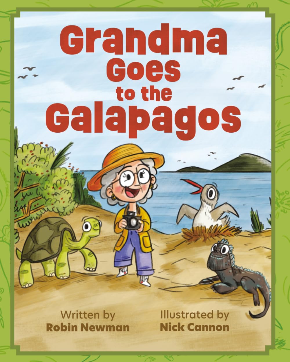Grandma Goes to the Galapagos cover, with Gigi and island wildlife